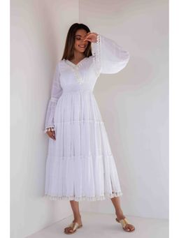 Ragavi - White Chiffon Midi Dress