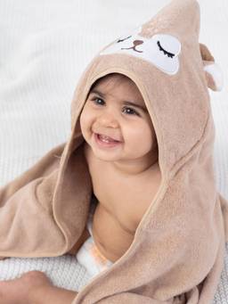 Haus & Kinder - 100% Microfiber Terry Cotton Hooded Baby Towel- Little Fawn (18-24 M)