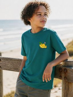 RIGO - Kids Graphic Print Cotton Short Sleeve Teal T-Shirt