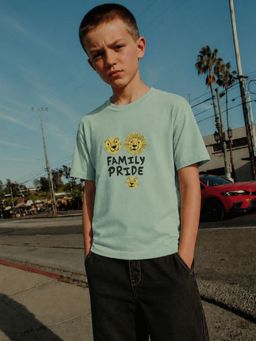 RIGO - Kids Typography Print Cotton Short Sleeve Green T-Shirt