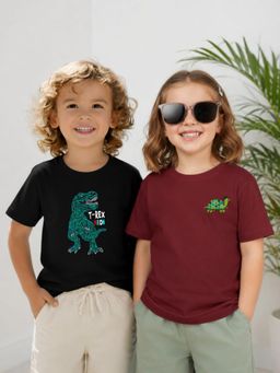 RIGO - Unisex Printed Cotton T-Shirt (Pack of 2)