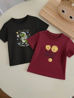 RIGO - Kids Typography Printed Cotton T-Shirt (Pack of 2)