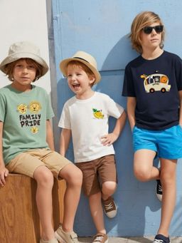 RIGO - Kids Casual Printed Cotton T-Shirt (Pack of 3)