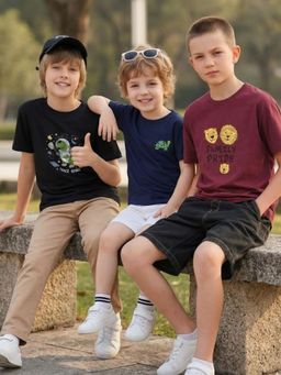 RIGO - Kids Casual Round Neck Cotton T-Shirt (Pack of 3)