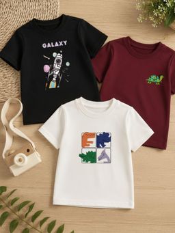 RIGO - Kids Printed Single Jersey Cotton T-Shirt (Pack of 3)