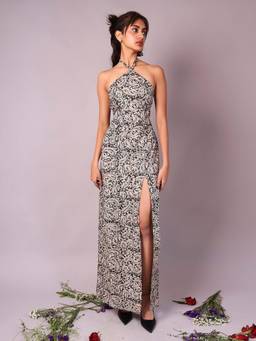 NISHORAMA - Women Black Printed Pure Cotton Dress