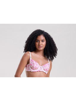 Mysthelle - Fleur Pink Embroidered Balconette Bra