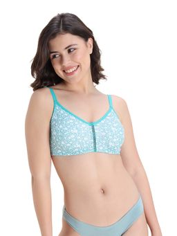 Zivame - Blue Floral Double Layered Non Wired 3/4Th Coverage Bra