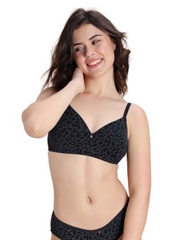 Zivame - Black Padded Non Wired Medium Coverage T-Shirt Bra