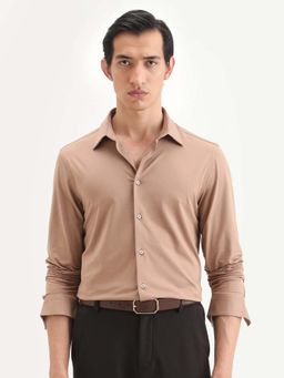 Rare Rabbit - Brown Cotton Full Sleeves Shirt