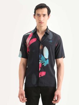 Rare Rabbit - Black Viscose Half Sleeves Shirt