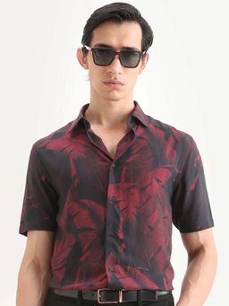 Rare Rabbit - Red Viscose Half Sleeves Shirt