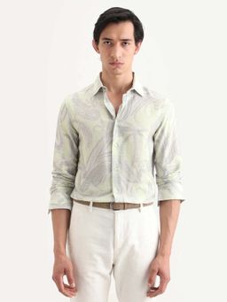 Rare Rabbit - Green Viscose Blend Full Sleeves Shirt
