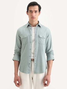Rare Rabbit - Green Cotton Blend Full Sleeves Shirt