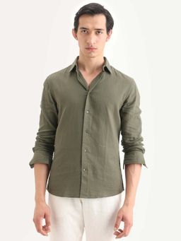 Rare Rabbit - Olive Cotton Full Sleeves Shirt