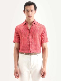 Rare Rabbit - Red Viscose Half Sleeves Shirt