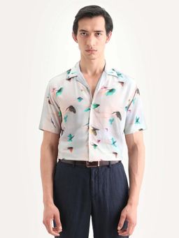 Rare Rabbit - Blue Viscose Half Sleeves Shirt