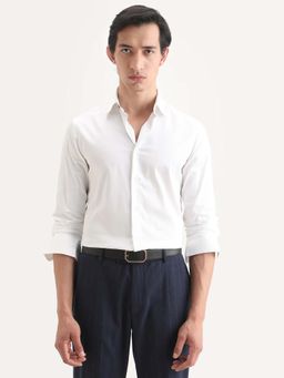 Rare Rabbit - White Cotton Blend Full Sleeves Shirt