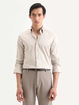 Rare Rabbit - Beige Cotton Blend Full Sleeves Shirt