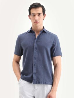 Rare Rabbit - Blue Cotton Half Sleeves Shirt