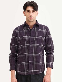 Rare Rabbit - Purple Cotton Blend Full Sleeves Shirt