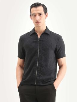 Rare Rabbit - Black Polyester Half Sleeves Shirt