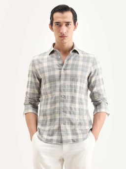Rare Rabbit - Grey Linen Blend Full Sleeves Shirt