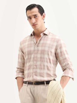 Rare Rabbit - Pink Linen Blend Full Sleeves Shirt