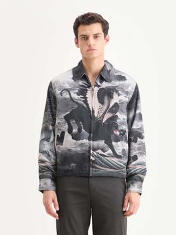 Rare Rabbit - Black Viscose Blend Full Sleeves Jacket