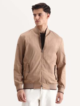 Rare Rabbit - Tan Polyester Blend Full Sleeves Jacket