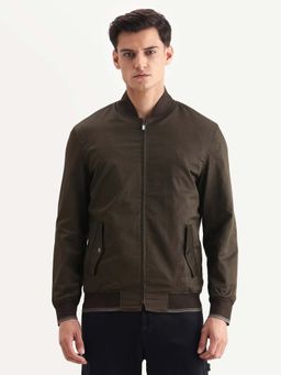 Rare Rabbit - Olive Polyester Blend Full Sleeves Jacket