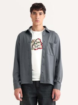 Rare Rabbit - Grey Polyester Blend Full Sleeves Shirt