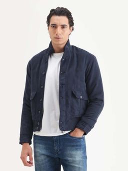 Rare Rabbit - Navy Blue Polyester Full Sleeves Jacket