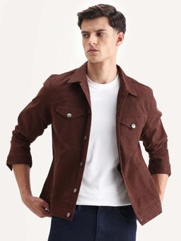 Rare Rabbit - Brown Cotton Blend Full Sleeves Jacket