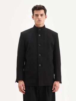 Rare Rabbit - Black Polyester Blend Full Sleeves Coat