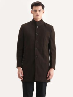 Rare Rabbit - Brown Polyester Blend Full Sleeves Coat