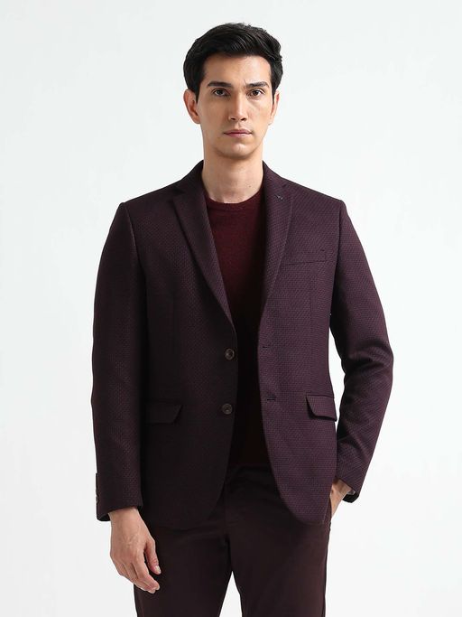 Arrow Wine Polyester Full Sleeves Blazer