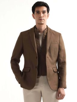 Arrow - Brown Polyester Full Sleeves Blazer