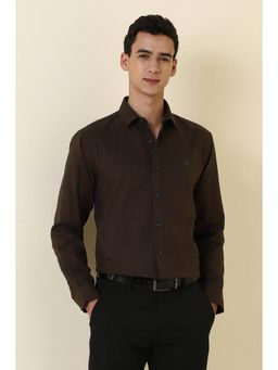 Allen Solly - Brown Cotton Full Sleeves Shirt