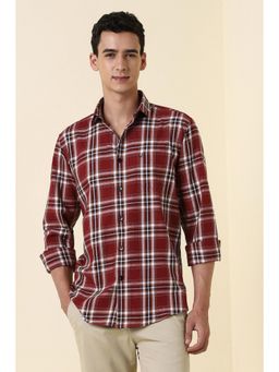 Allen Solly - Maroon Cotton Full Sleeves Shirt