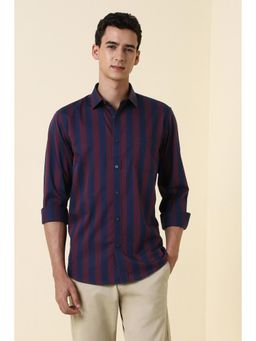 Allen Solly - Navy Blue Cotton Full Sleeves Shirt
