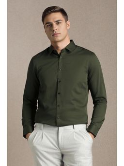 Louis Philippe - Green Cotton Full Sleeves Shirt