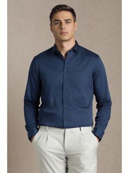 Louis Philippe - Navy Blue Cotton Full Sleeves Shirt