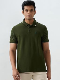 Spykar - Green Cotton Half Sleeves Polo T-Shirt