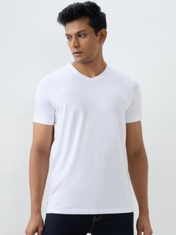 Spykar - White Cotton Half Sleeves T-Shirts