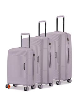 Nasher Miles - Unisex Grey Coorg Hard-Sided Polypropylene Purple Trolley Bag (Set of 3) (S/M/L)