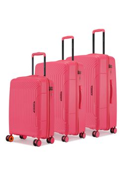 Nasher Miles - Unisex Pink Coorg Hard-Sided Polypropylene Black Trolley Bag (Set of 3) (S/M/L)