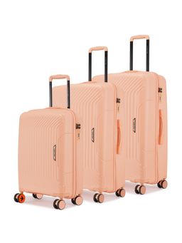 Nasher Miles - Unisex Peach Coorg Hard-Sided Polypropylene Black Trolley Bag (Set of 3) (S/M/L)