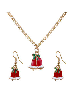 Arendelle - Christmas Red Bell Pendant and Earrings Set