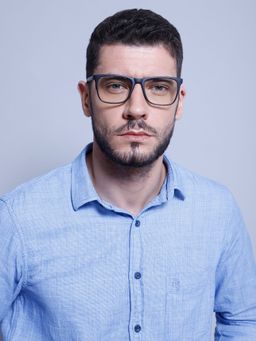 Intellilens - Unisex UV Protected Square Blue Cut Computer Glasses Matte Black (53-18-140)